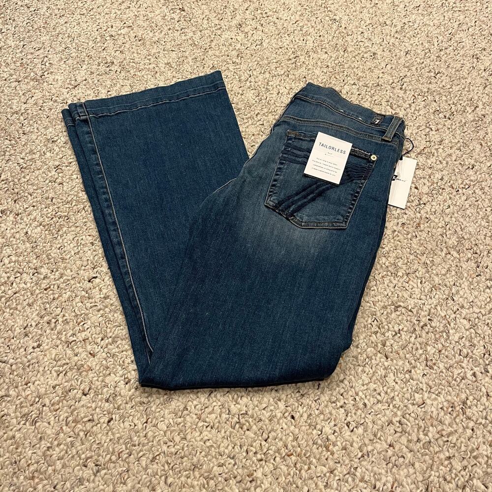 NEW 7 For All Mankind Dojo Jeans 31 Tailorless Denim Flare Stretch Classic